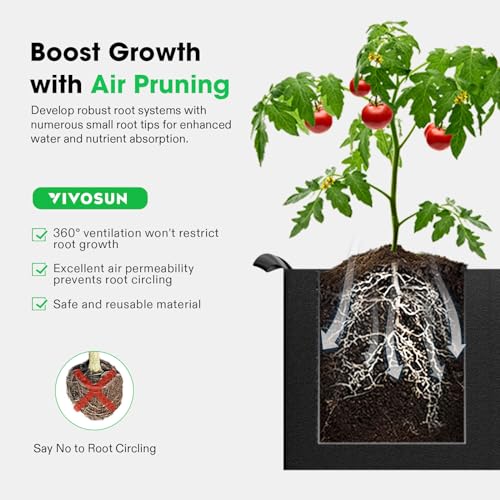 VIVOSUN 3-Pack 10 Gallon 2-Grid Grow Bags, 400G Fabric Pots with Handles - size: 10 Gallon, style: 3-Pack