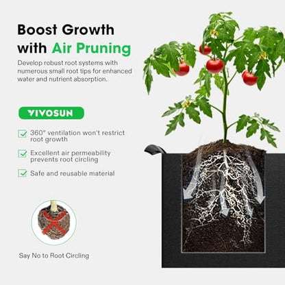 VIVOSUN 3-Pack 20 Gallon 3-Grid Grow Bags, 400G Fabric Pots with Handles - size: 20 Gallon, style: 3-Pack