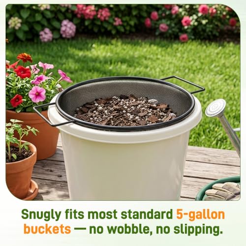 Mulctun 3Pcs Soil Sifter with Handles,Heavy Duty Dirt Sifter for Gardening - color: Black, size: 3 Pcs (2,4,6mm grid)