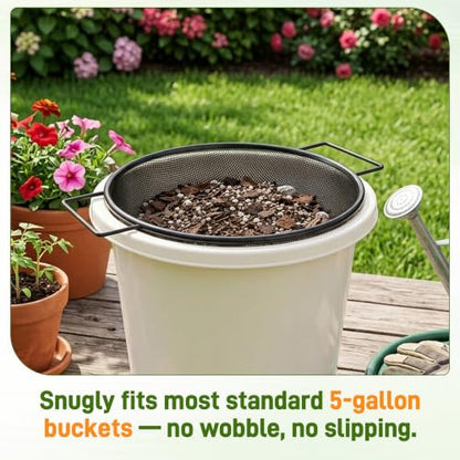 Mulctun 3Pcs Soil Sifter with Handles,Heavy Duty Dirt Sifter for Gardening - color: Black, size: 3 Pcs (2,4,6mm grid)