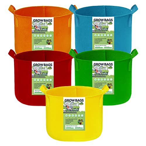 5 Gallon Fabric Planters, Multicolor Non-Woven Grow Bags - size: 5 Gallon