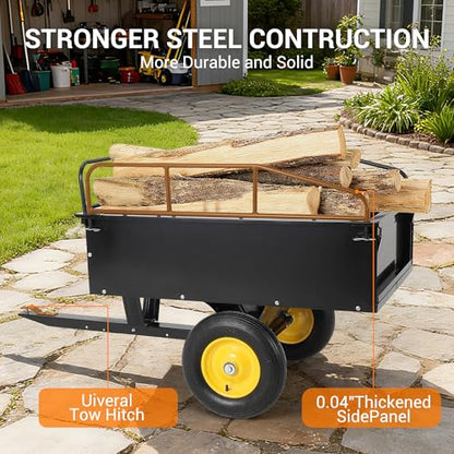 Takywep 500Lbs 11 Cu.ft. ATV UTV Dump Garden Trailer Tow Behind Dump Cart