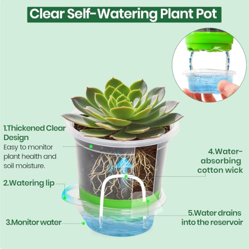 MIXC Self Watering Nursery Plant Pots with Silicone Base, 4-Inch, 12-Pack - color: Green, size: 4 Inch-12Pcs
