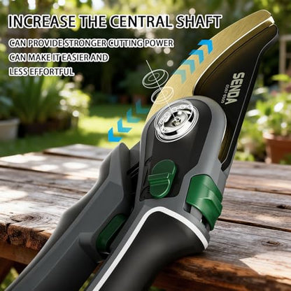 9" Bypass Pruning Shears, SK5 Steel Pruning Shears for Gardening, Garden Clippers with 2-Position Adjustable Jaw for Thick Branches, Landscaping - style: 9'' adjustable pruning shears