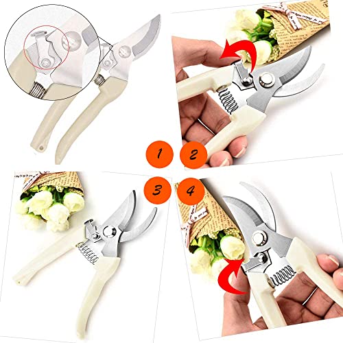 Leize Pruning Shears, Gardening Hand Pruner, Floral Shears, Strong Pruner for Flowers, Branches and Leaves (CreamA) - color: Creama