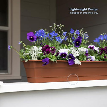 Bloem Dura Cotta 30" Plastic Window Box Planter, Terra Cotta, 3-Pack - color: Terra Cotta, size: 30" (Pack of 3)