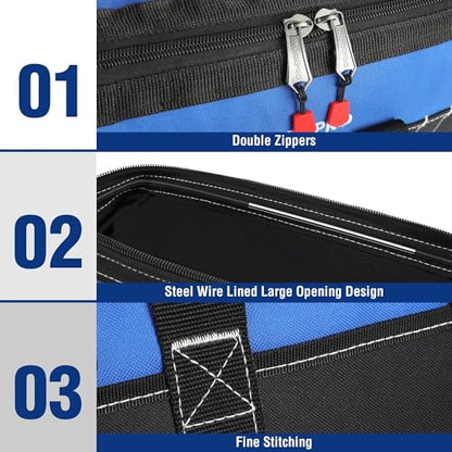 WORKPRO 16-inch Wide Mouth Tool Bag with Water-Proof Molded Base - color: Blue & Black