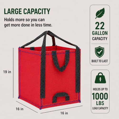 22-Gallon Heavy Duty Lawn and Yard Bag, Reusable Self-Standing Garbage Bag with Reinforced Handles (Red - 1 Pack) - color: Red - 1 Pack