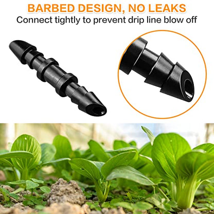 Gardrip Drip Irrigation Coupling Fittings：120 Pieces Barbed Coupler Irrigation Parts with Sharp End Fits for 1/4 Inch Irrigation Tubing Drip Line Connectors for Garden Lawn Irrigation System - color: Coupling-120P