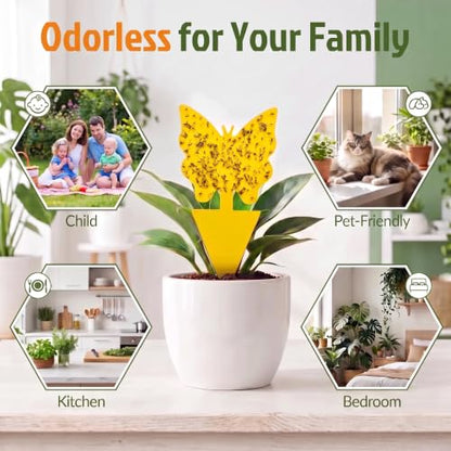 120 Pack Fungus Gnat Traps for House Indoor, Yellow Sticky Traps for Plants - size: 120 packs