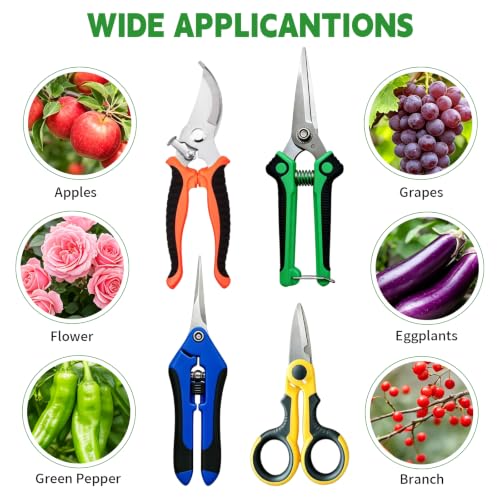 HoMaNa 4 Pack Garden Shears Pruning Set, Stainless Steel Multi-Blade - color: Multicolored