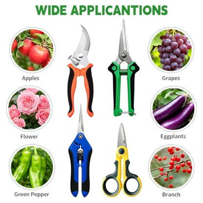 HoMaNa 4 Pack Garden Shears Pruning Set, Stainless Steel Multi-Blade - color: Multicolored