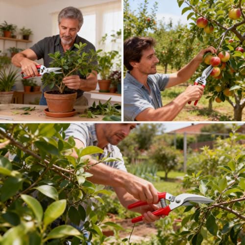 2 Pcs Garden Pruning Shears, Multifunctional Garden Scissors Set, 8" Stainless Steel Straight&Angled Pruning Floral Shears, Garden Shears for Cutting Flowers, Trimming Plants, Picking Fruits