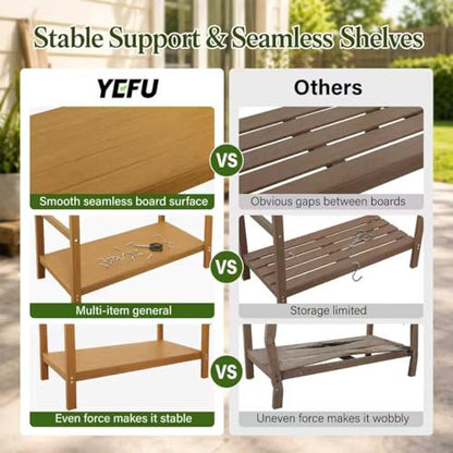 YEFU Potting Table, All-Weather Resistant,Teak - color: Teak, size: Classic