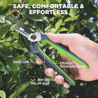 WORKPRO 8" Pruning Shears for Gardening, Multipurpose Garden Shears