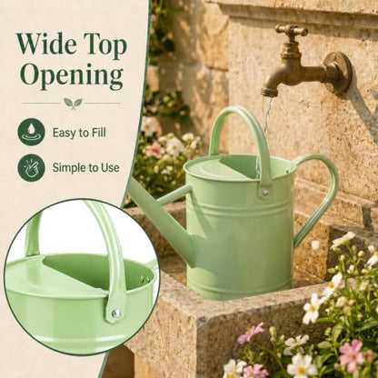 1 Gallon Metal Watering Can for Indoor Outdoor Plants, Pistachio Green - color: Pistachio Green