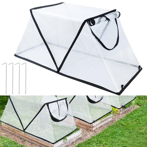 Garden Row Accelerator Plants Cover, Foldable Raised Garden Bed Cover with Zipper Door Waterproof Small Greenhouse Plant Cage Guard Protector for Vegetable Flower Fruits from Animals,31×13×14In - color: White-1pcs