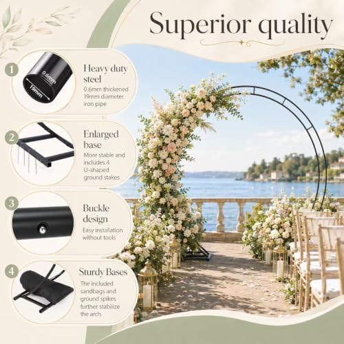7 * 8FT Thickened Round Garden Arch Metal Trellis for Climbing Plants