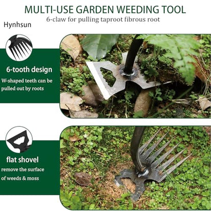 Weed Puller Tool,Crack Weeder Tool, Stainless Steel Crevice Weeding Digger Tool, Paving Brick Moss Removal,6 Teethes Dual Purpose Hand Weeder Tool for Yard Garden, Lawn Edger and Driveway(3 Pcs)