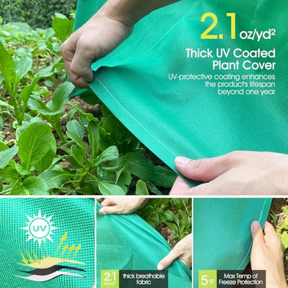 Plant Covers Freeze Protection, Rifny 23 x 23 x 23 inch Shrub Rose Bush Covers for Winter Outdoor Plants, Frost Cloth with Zipper Steel Stakes Protecting Potted Plants from Deer Rabbit Chicken (2 PCS)