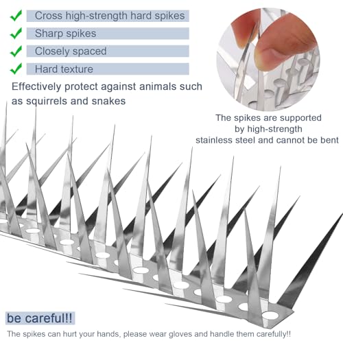 Bird Spikes 13 FT Anti Climb Spikes Stainless Steel Bird Squirrel Deterrent - size: 13 FT