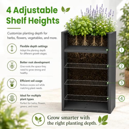 30 Inch Tall Outdoor Planter, Heavy Duty Galvanized Steel Planter Box - size: 30 Inch