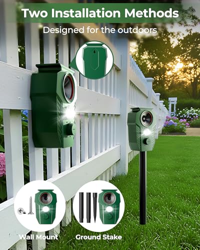 Solar Ultrasonic Deer Repellent 4-Pack, Motion Sensor, Waterproof Outdoor
