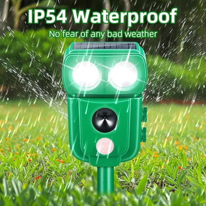 4 Pack Solar Animal Repellent Outdoor, Sonic Fortress Pro Deer Repellent - color: dark green
