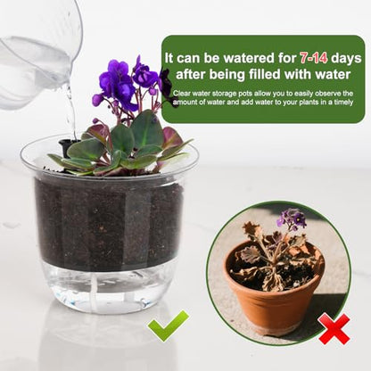 Plant Pots 4 inch Set of 3, Self Watering Pots for Indoor Outdoor Plants - color: 3pcs Small