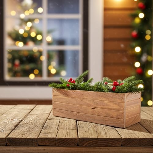 Handmade Rustic Cedar Herb Window Planter Box – Wooden Window & Railing Planter for Indoor or Outdoor Use, Made in USA - size: 8 inch