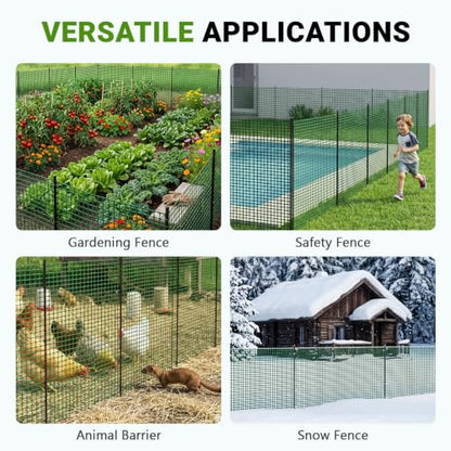 DoCred Plastic Chicken Fence Netting with Post, Garden Fencing Border Green - color: Green
