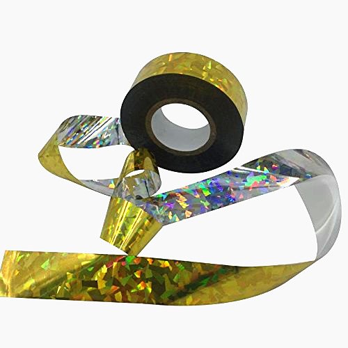 Gold Bird Scaring Reflective Tape, Holographic Ribbon, Ideal for Garden, Patio, Field and Fence - 1'' x 500 Ft (Gold) - color: Gold
