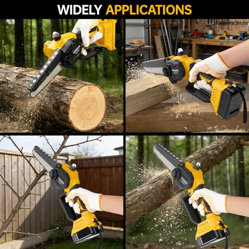 6 Inch Mini Chainsaw Brushless Tree Trimmer Compatible with DEW 20V Extension Pole, Tree Saw for Trimming Pruning (Tool Only) - size: With Extension Dewalt Pole
