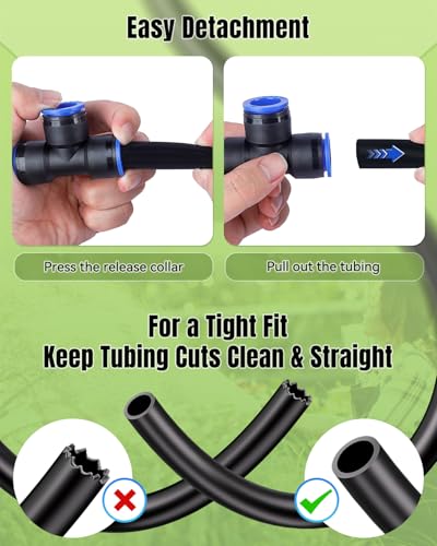 Pawfly 15 Pcs Quick Connect 1/2" Drip Irrigation Tee Fittings for 1/2 Inch Irrigation Tubing (1/2" ID x 0.62-0.63" OD), Push-to-Fit 3-Way Tee Connectors, Anti-Leak Drip Irrigation Parts - size: 15 Pcs Quick Connect 3-Way Tee Connectors
