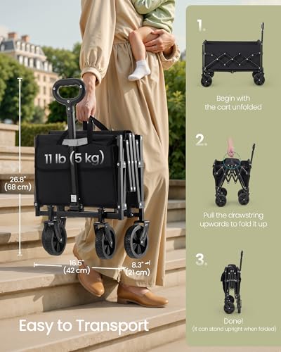 SONGMICS Small Collapsible Wagon, 400 lb Dynamic Weight Capacity