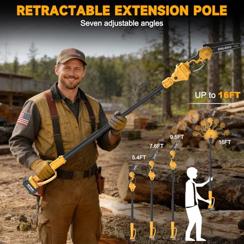 2-in-1 8 Inch Brushless Electric Pole Saws for Tree Trimming - color: Yellow05
