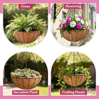Halatool 20 Inch Large Hanging Baskets for Plants Outdoor with Coco Liner
