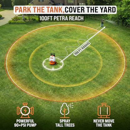PetraTools Battery Sprayer w/Wheeled Cart - 9 Nozzles, 3 Hoses, 2 Wands - style: HD5000 Pro Series