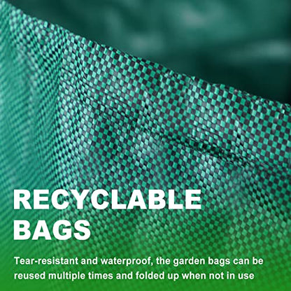Hugeleaf 3 Pack 72 Gallon Reusable Yard Waste Bags, Collapsible Leaf Bags