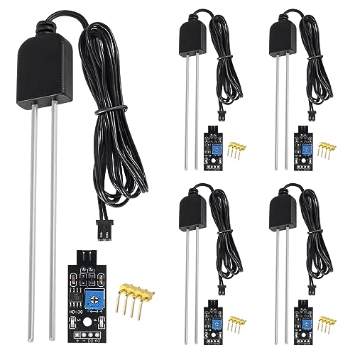 5 Sets Soil Moisture Sensor, Resistive Soil Moisture Meter, Soil Hygrometer Sensor Test Kit with Corrosion Resistant Probe Digital Analog Signal Output for Garden Automatic Watering System