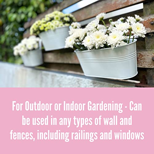 LaLaGreen Rail Planter (11.8 in, 2 Pack) White Metal Fence Deck Buckets - size: 11.8" (30 cm) x 2 Pack