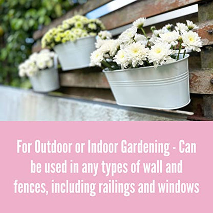 LaLaGreen Rail Planter (9.8 in, 2 Pack) White Metal Fence Deck Buckets - size: 9.8" (25 cm) x 2 Pack