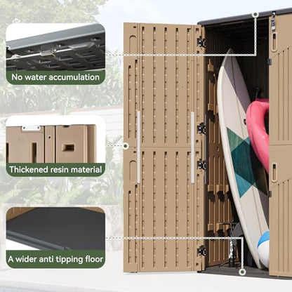 Aoxun Outdoor Storage Shed with Floor, 64 Cu.Ft Outdoor Storage Cabinet - size: 64 Cu.Ft w/No Shelves