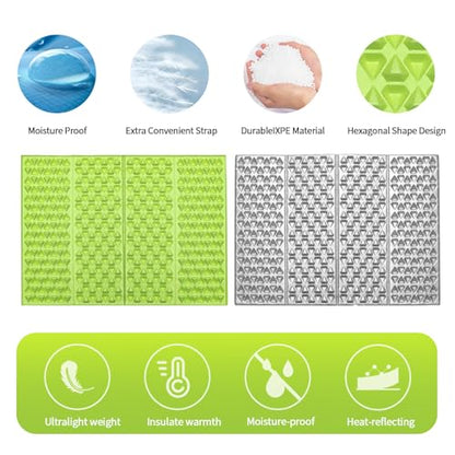 FOCHIER F Stadium Seat Pad, Foam Sitting Pad Mat, Diamond Foldable Camping Seat Cushion for Bleachers, Outdoor Hiking, Backpacking, Picnic, Fishing, Concert,Mountaineering - color: Green 1PC