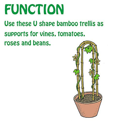 3 Feet Natural U-Hoops Bamboo, Mininfa Garden Trellis, Bamboo Trellis U-Shape for Plant Support - 3 Pack - size: 3 Feet