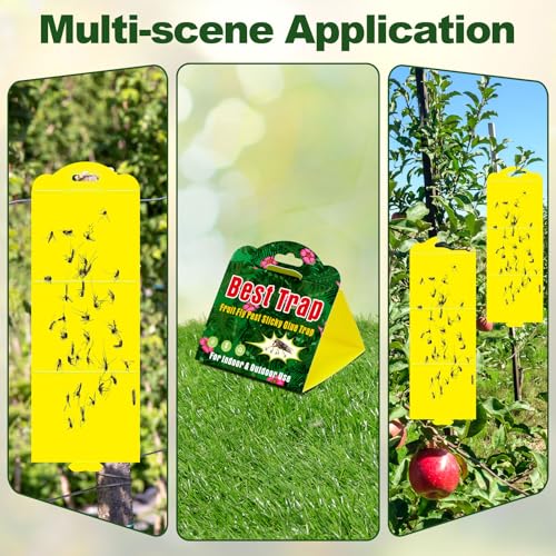 40 Piece Hanging Insect Fly Glue Trap, Sticky Traps with Attractant, Yellow Sticky Fly Strips Gnat Traps for Kitchen, Indoor Plants, Garden Adhesive Glue Boards