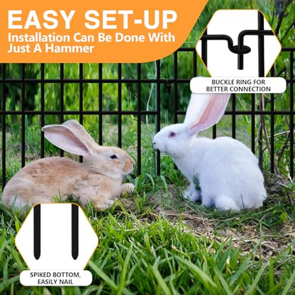 45.33ft(L) X 13in(H) Animal Barrier Fence No Dig, 32 Panels Rabbit Fences for Garden, Dog Digging Ground Defense Border Small Metal Fencing Under Barriers Blocker, Flower Bed, Patio - size: 32 Panels, 45.33 ft(L) X 13 in(H)