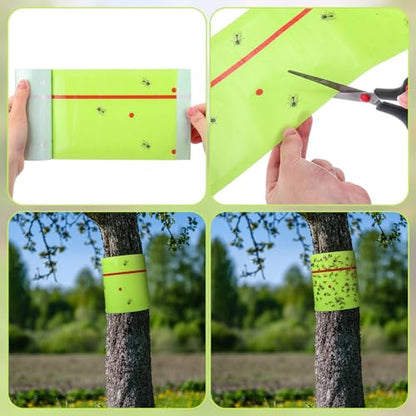 Qualirey 18 Rolls 540 ft Total Spotted Lantern Fly Tree Trap Insect Barrier - color: Green
