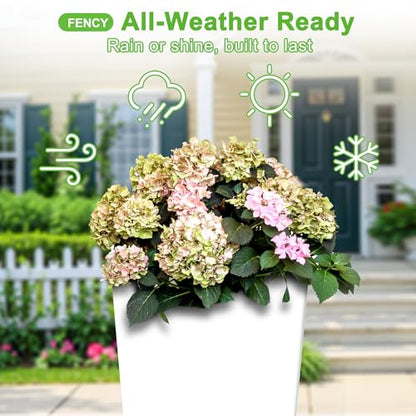 FENCY Set of 2 Tall Outdoor Planters for Climbing Plants, White - color: White-square Classic