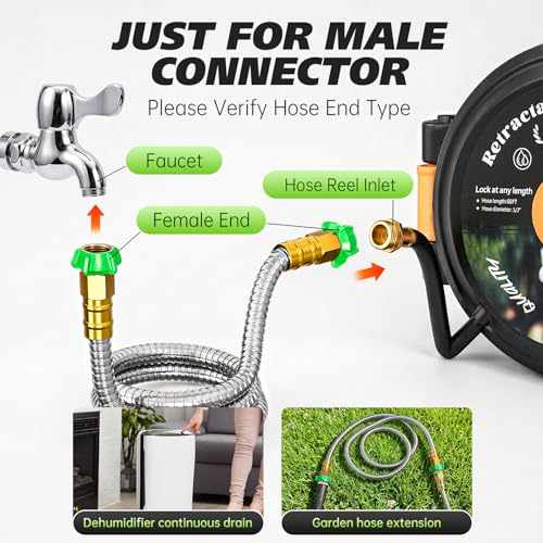 Short Garden Hose 3 ft, Female to Female Connector, Water Hose for Reel - size: 3FT